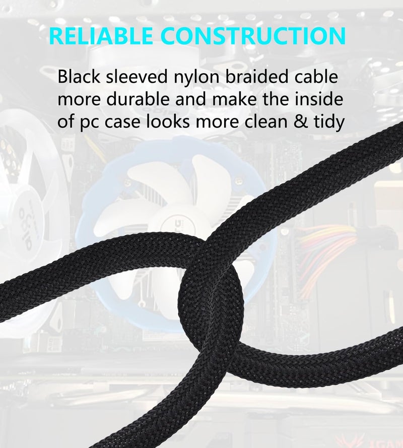 LANMINGLEL 10-Pack PWM 4 Pin Fan Extension Cable，12 inch PC Fan Power Extension Cable, Male to Female 4-Pin PWM Splitter Cord for Computer ATX Case - Image 3